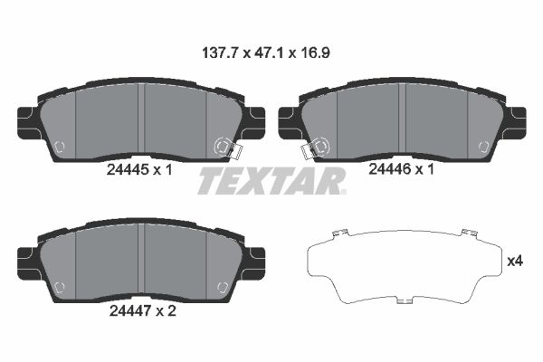 TEXTAR Комплект тормозных колодок, дисковый тормоз 2444501