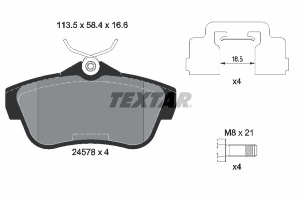TEXTAR Комплект тормозных колодок, дисковый тормоз 2457801