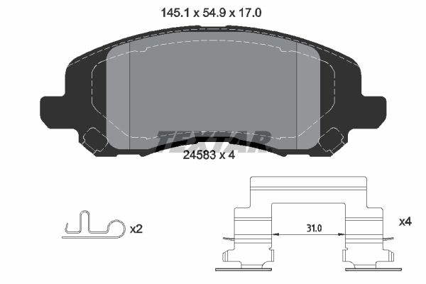 TEXTAR Комплект тормозных колодок, дисковый тормоз 2458301