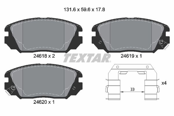 TEXTAR Комплект тормозных колодок, дисковый тормоз 2461801