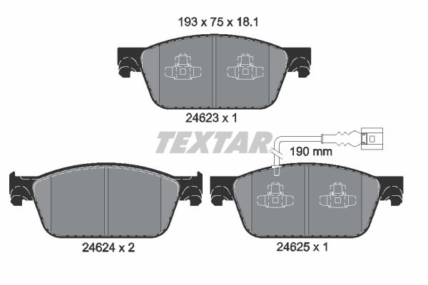 TEXTAR stabdžių trinkelių rinkinys, diskinis stabdys 2462301