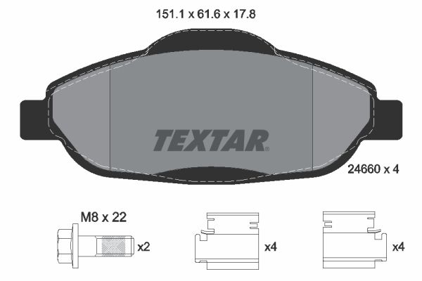 TEXTAR stabdžių trinkelių rinkinys, diskinis stabdys 2466001