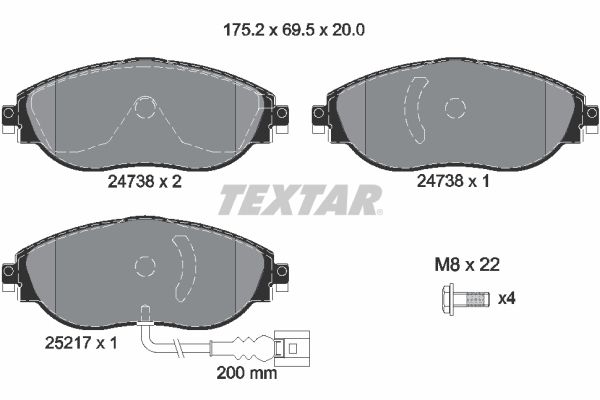 TEXTAR Комплект тормозных колодок, дисковый тормоз 2473801