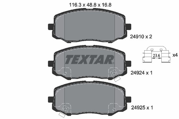 TEXTAR stabdžių trinkelių rinkinys, diskinis stabdys 2491001