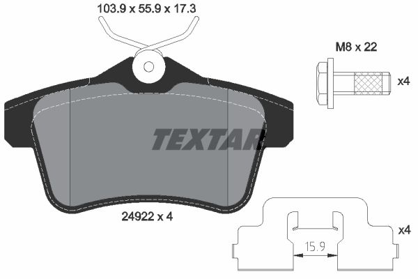 TEXTAR Комплект тормозных колодок, дисковый тормоз 2492201