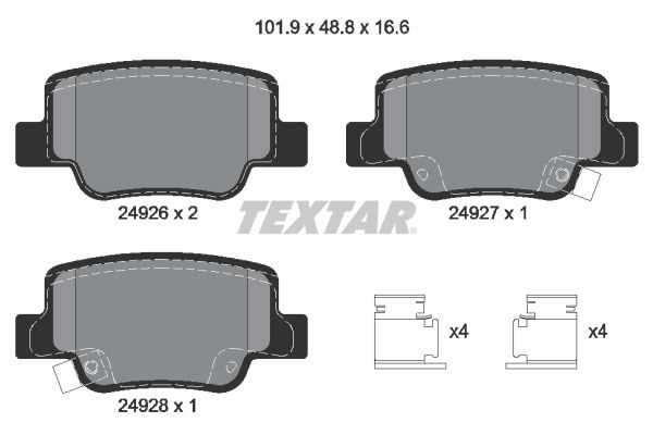 TEXTAR Комплект тормозных колодок, дисковый тормоз 2492601