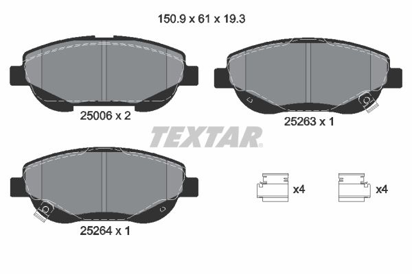 TEXTAR Комплект тормозных колодок, дисковый тормоз 2500601