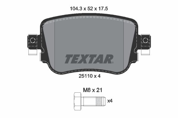 TEXTAR stabdžių trinkelių rinkinys, diskinis stabdys 2511001