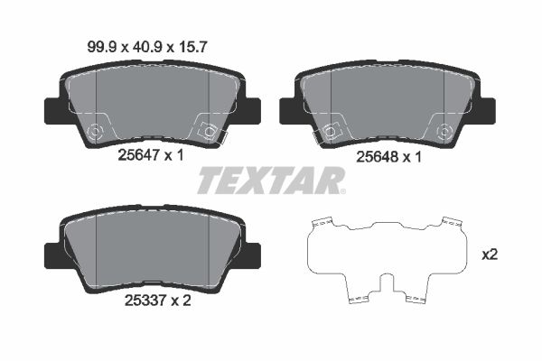 TEXTAR Комплект тормозных колодок, дисковый тормоз 2564701