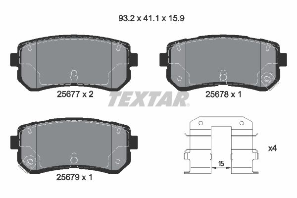 TEXTAR stabdžių trinkelių rinkinys, diskinis stabdys 2567701