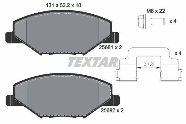 TEXTAR stabdžių trinkelių rinkinys, diskinis stabdys 2568101