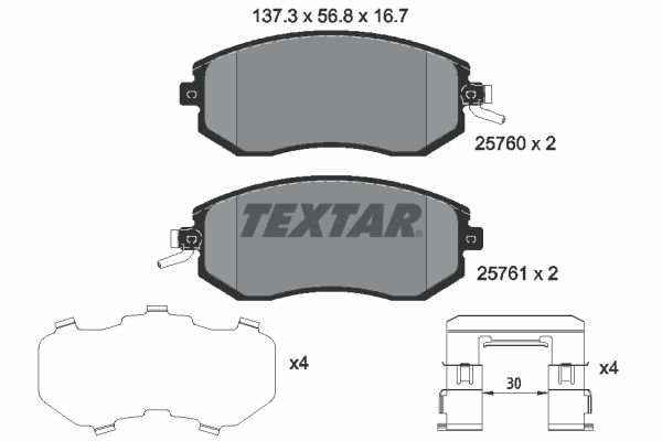 TEXTAR Комплект тормозных колодок, дисковый тормоз 2576001