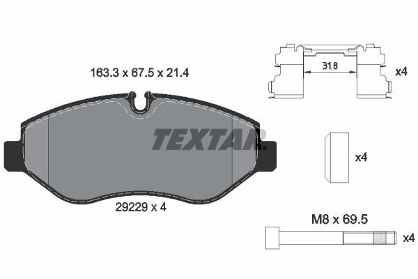 TEXTAR Комплект тормозных колодок, дисковый тормоз 2922901