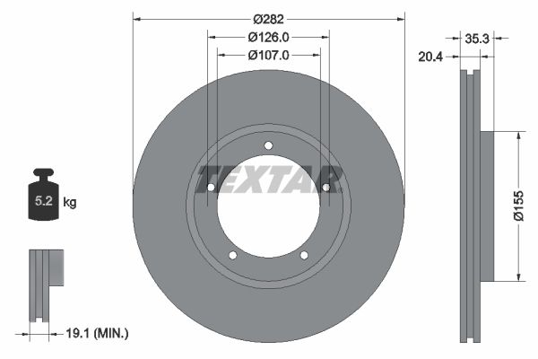 TEXTAR stabdžių diskas 92006107