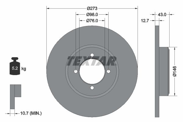 TEXTAR stabdžių diskas 92011400