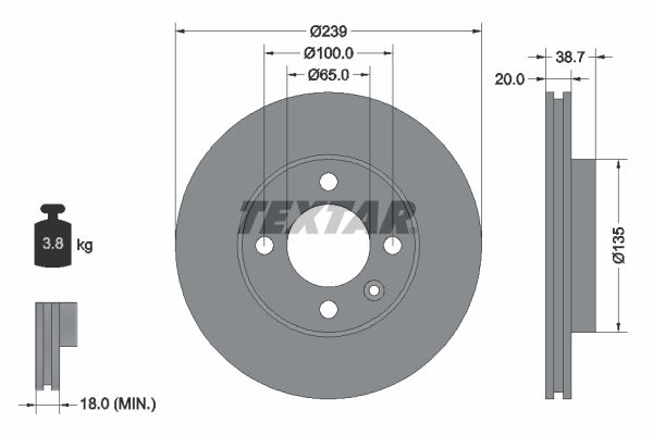 TEXTAR stabdžių diskas 92012100