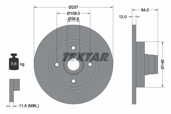 TEXTAR stabdžių diskas 92012500