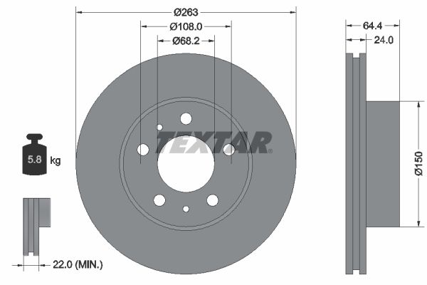 TEXTAR stabdžių diskas 92021800