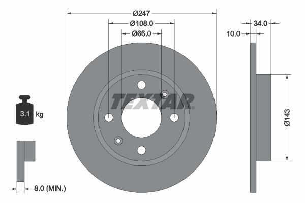 TEXTAR Тормозной диск 92029803