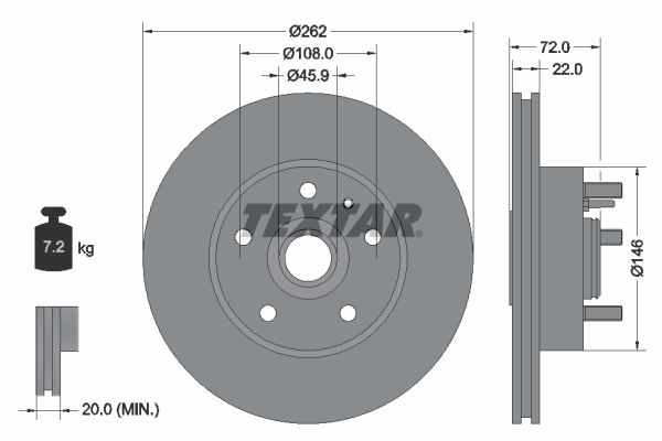 TEXTAR stabdžių diskas 92031300