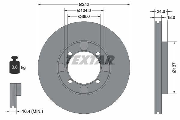 TEXTAR Тормозной диск 92034700