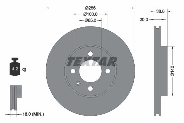 TEXTAR stabdžių diskas 92036800