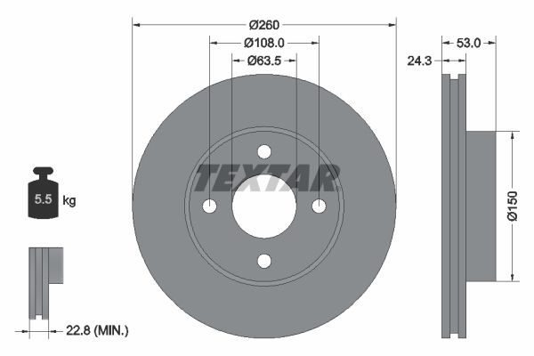 TEXTAR stabdžių diskas 92037600