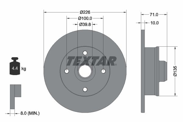 TEXTAR stabdžių diskas 92041800