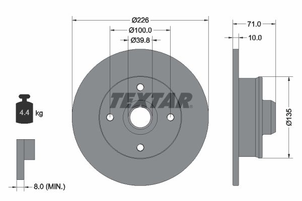 TEXTAR stabdžių diskas 92041803
