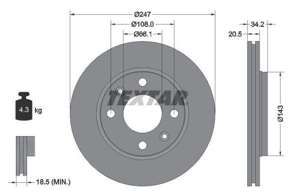 TEXTAR Тормозной диск 92043103
