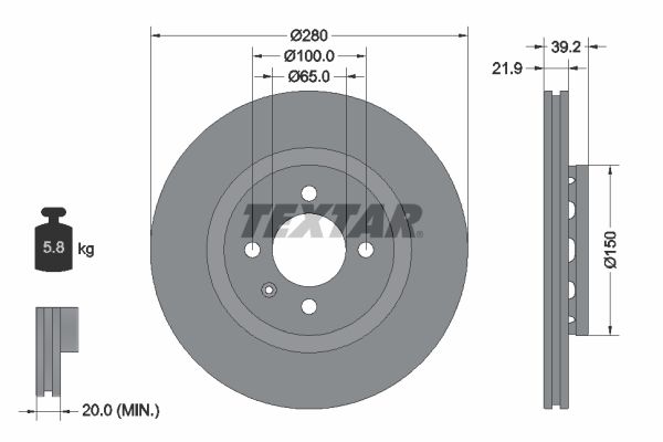 TEXTAR stabdžių diskas 92043500