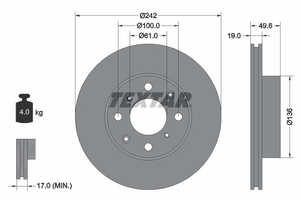 TEXTAR Тормозной диск 92046200