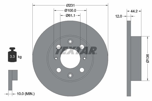 TEXTAR Тормозной диск 92046300
