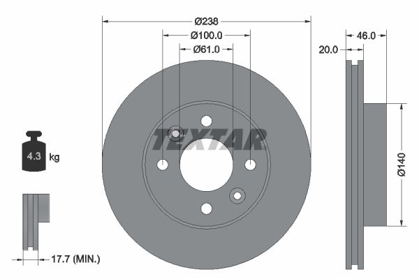 TEXTAR Тормозной диск 92049300