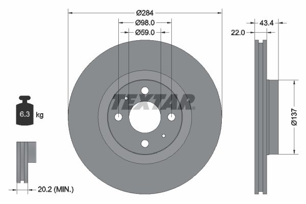 TEXTAR stabdžių diskas 92053500