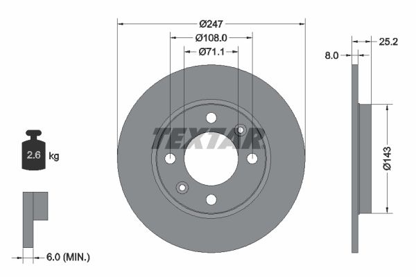 TEXTAR stabdžių diskas 92055003