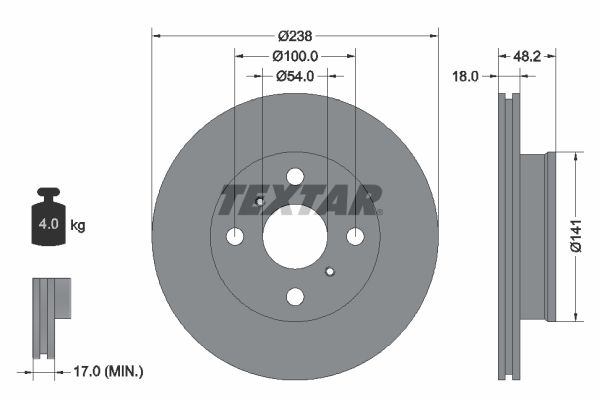 TEXTAR stabdžių diskas 92055800