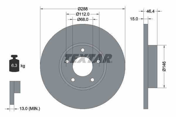 TEXTAR Тормозной диск 92057403