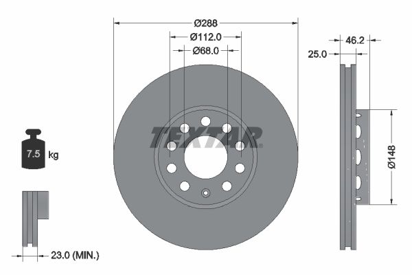 TEXTAR Тормозной диск 92057603