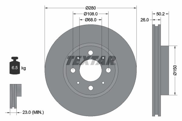 TEXTAR stabdžių diskas 92058600
