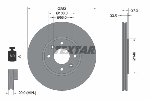 TEXTAR Тормозной диск 92059600