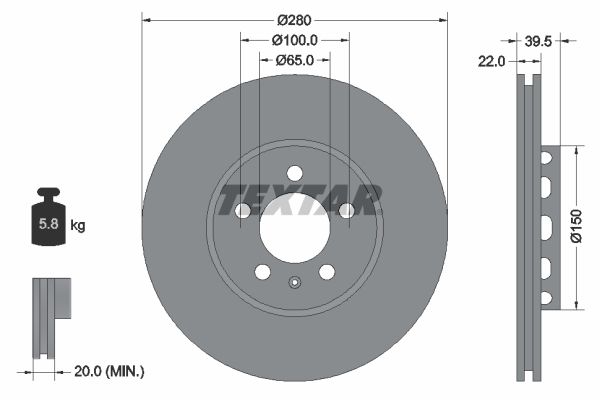 TEXTAR Тормозной диск 92061400