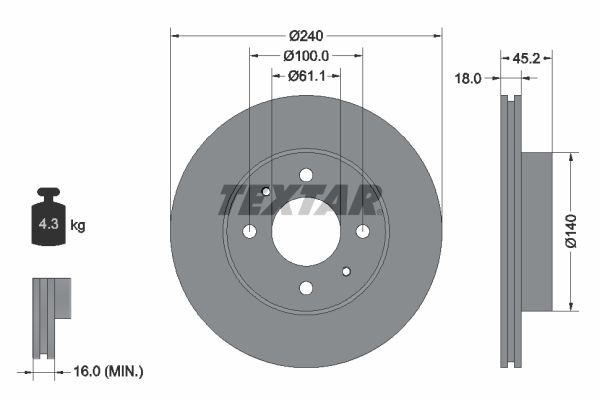 TEXTAR stabdžių diskas 92063200