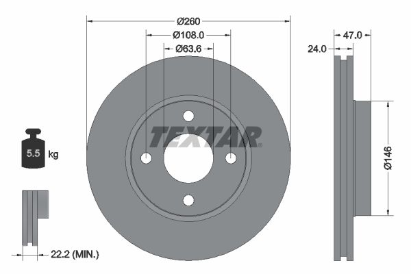 TEXTAR stabdžių diskas 92063503