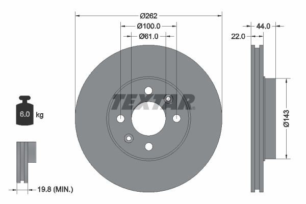 TEXTAR stabdžių diskas 92064800