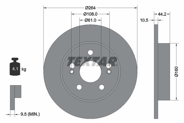 TEXTAR stabdžių diskas 92065300