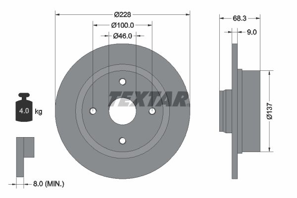 TEXTAR Тормозной диск 92066100