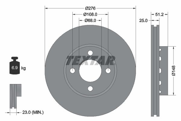 TEXTAR stabdžių diskas 92067200