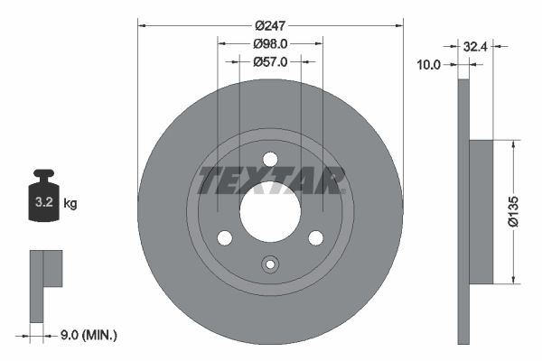 TEXTAR stabdžių diskas 92067300