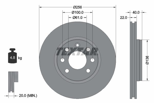 TEXTAR Тормозной диск 92069300